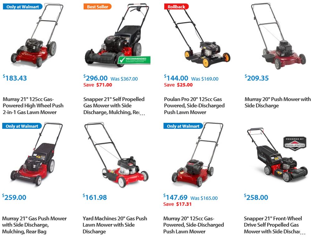 Gas Law Mowers, Walmart