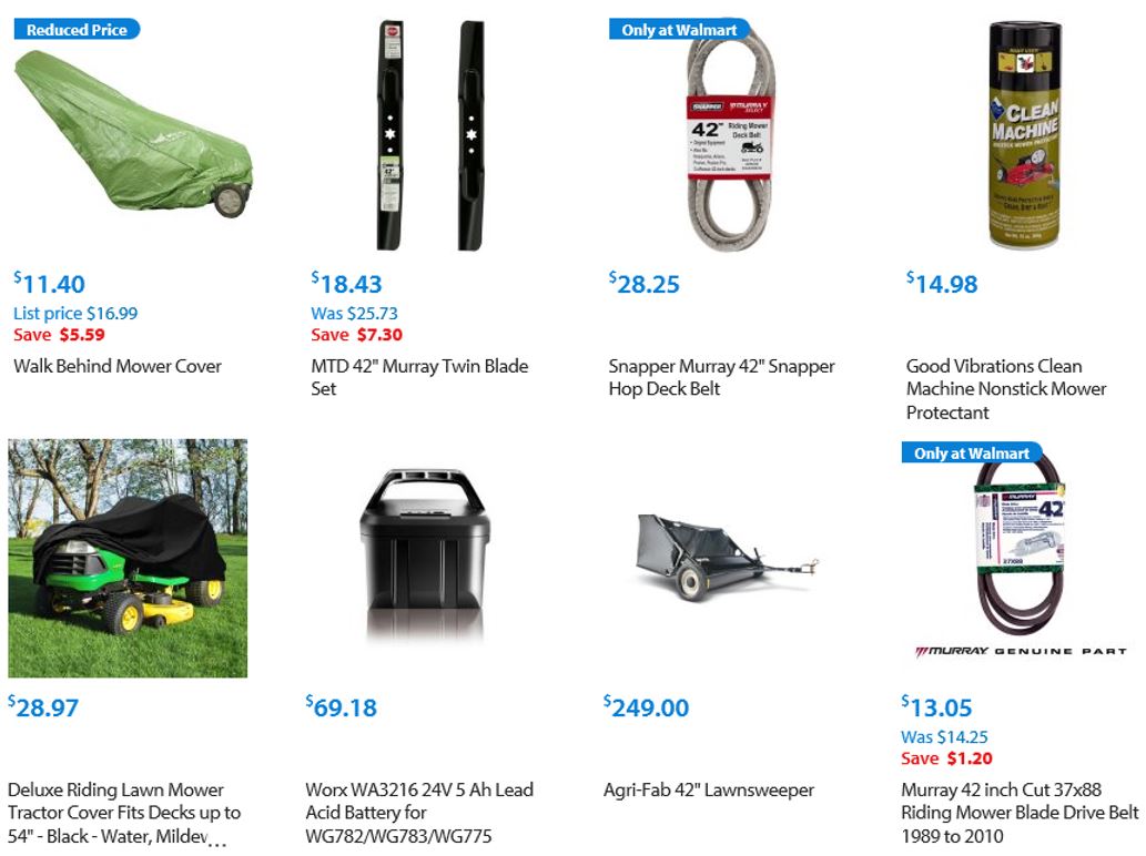 Lawn mower accessories, Walmart, 2