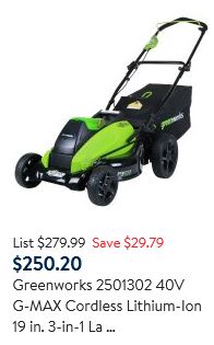 Greenworks Lawn Mower review, 2501302 40V